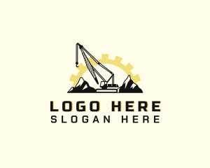Construction - Mountain Construction Crane logo design