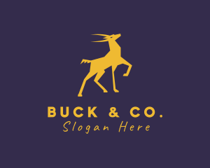 Buck - Gold Wild Stag logo design