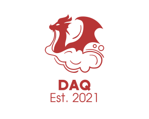 Vape - Red Smoking Dragon logo design
