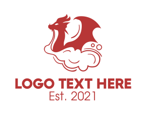 Smoke - Red Smoking Dragon logo design