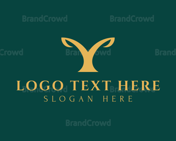 Golden Plant Letter Y Logo