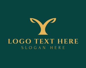 Organic Farm - Golden Plant Letter Y logo design