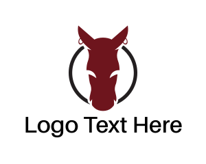 Horseshoe - Brown Cool Horse Head logo design