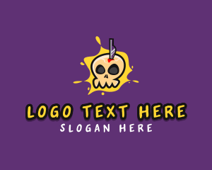 Gamer - Knife Skull Graffiti logo design