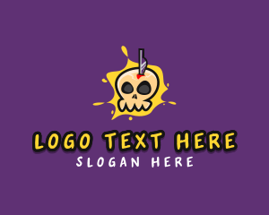 Undead - Knife Skull Graffiti logo design