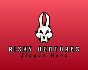 Dangerous - Graffiti Skeleton Gaming Rabbit logo design