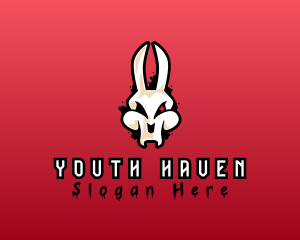 Youth - Graffiti Skeleton Gaming Rabbit logo design