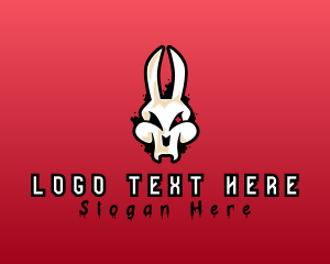 Danger - Graffiti Skeleton Gaming Rabbit logo design