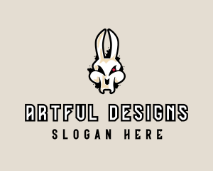 Graffiti Skeleton Gaming Rabbit logo design