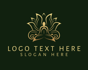 Healthy Living - Golden Lotus Meditation logo design