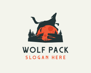 Wolf Moon Silhouette logo design