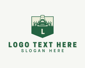 Mower - Lawn Grass Mower Shield logo design