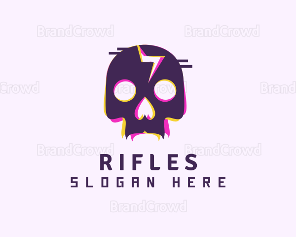 Glitch Skeleton Skull Logo