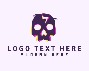 Edm - Glitch Skeleton Skull logo design