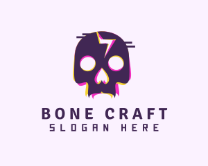 Skeleton - Glitch Skeleton Skull logo design