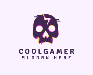 Game Stream - Glitch Skeleton Skull logo design