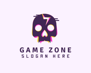 Glitch Skeleton Skull logo design