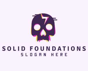 Game Stream - Glitch Skeleton Skull logo design