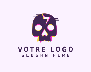 Edm - Glitch Skeleton Skull logo design