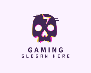 Horror - Glitch Skeleton Skull logo design