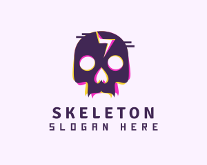 Glitch Skeleton Skull logo design