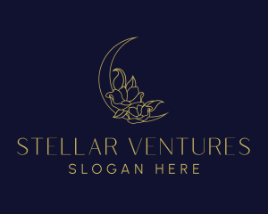 Decorative Moon Flower  logo design