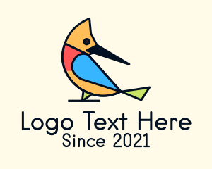 Kingfisher - Colorful Woodpecker Bird logo design