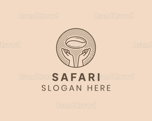 Hand Coffee Bean Cafe Logo