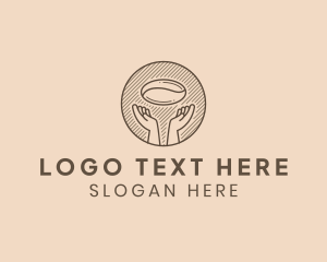 Brown Coffee Bean - Hand Coffee Bean Cafe logo design