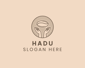 Hand Coffee Bean Cafe Logo