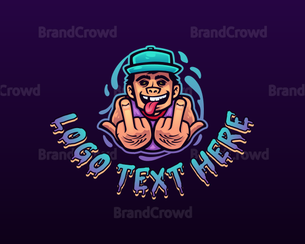 Cool Gangster Middle Finger Logo