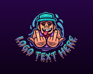 Gangster - Cool Gangster Middle Finger logo design