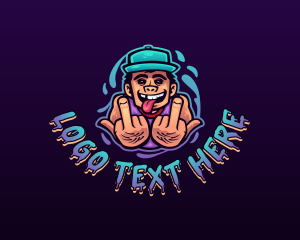 Profanity - Cool Gangster Middle Finger logo design