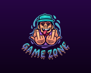 Cool Gangster Middle Finger logo design