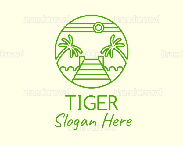 Palm Tree Beach Tourism Logo