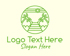 Paradise - Palm Tree Beach Tourism logo design