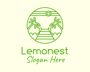 Sea - Palm Tree Beach Tourism logo design