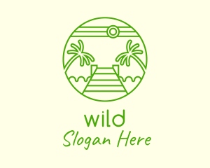 Ocean - Palm Tree Beach Tourism logo design