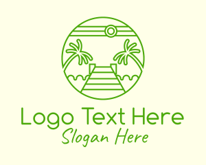 Beach - Palm Tree Beach Tourism logo design