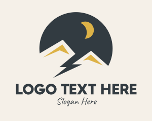 Landform - Night Mountain Scene Lightning logo design
