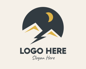 Dune - Night Mountain Scene Lightning logo design