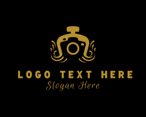 Vlogger - Gold Camera Photography logo design