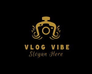 Vlogging - Gold Camera Photography logo design