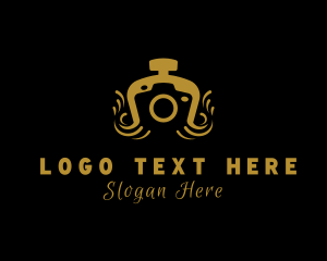 Vlogging - Gold Camera Photography logo design