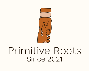 Primitive - Brown Mayan Statue logo design