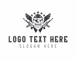 Skull - Mercenary Rifle Weapon logo design