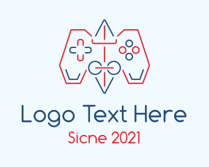 Game - Game Controller Line Art logo design