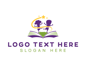 Kindergarten - Book Children Learning logo design