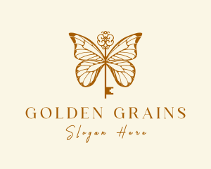 Golden Butterfly Key logo design