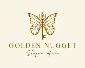 Golden Butterfly Key logo design